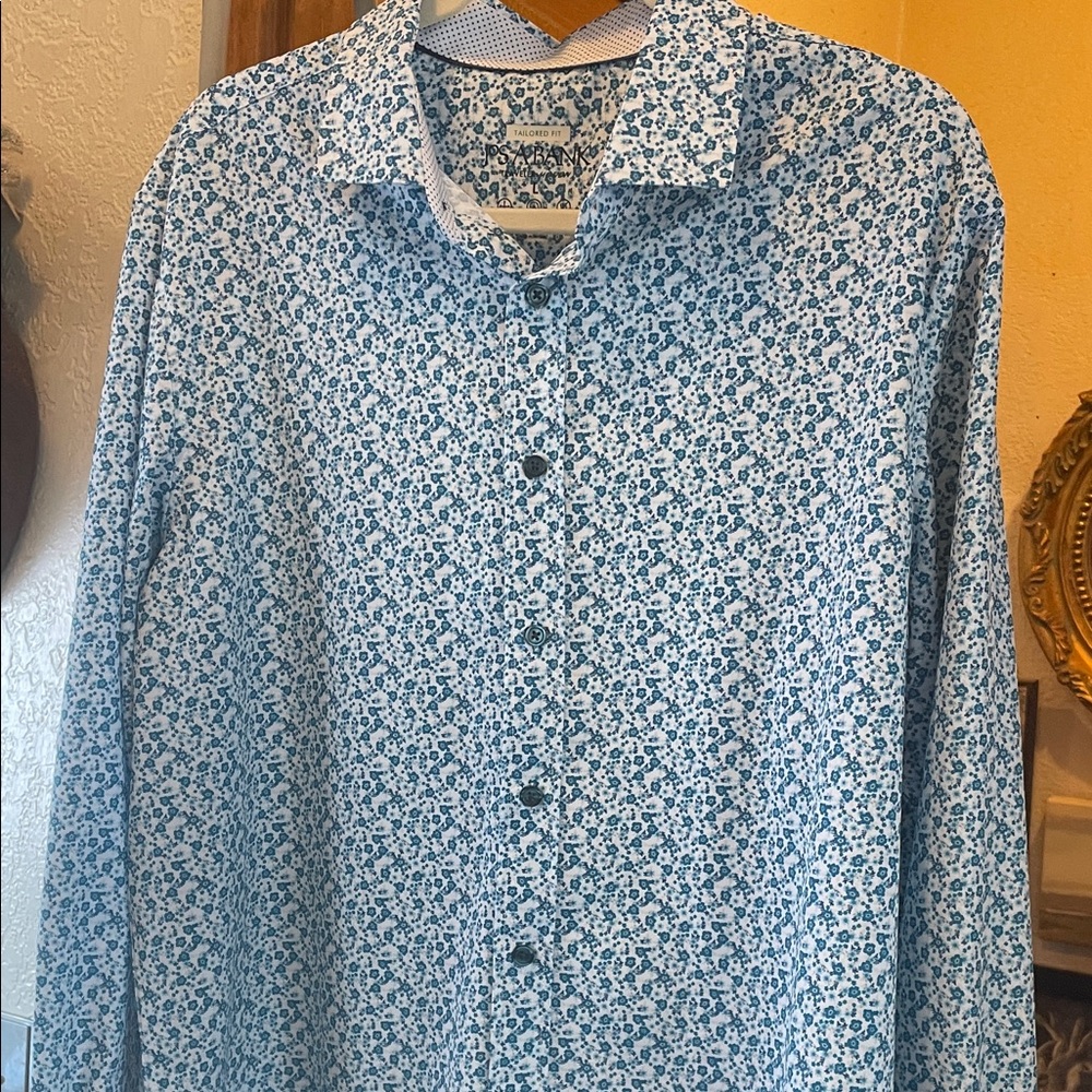 Jos. A. Bank Blue Floral Button Down Shirt
